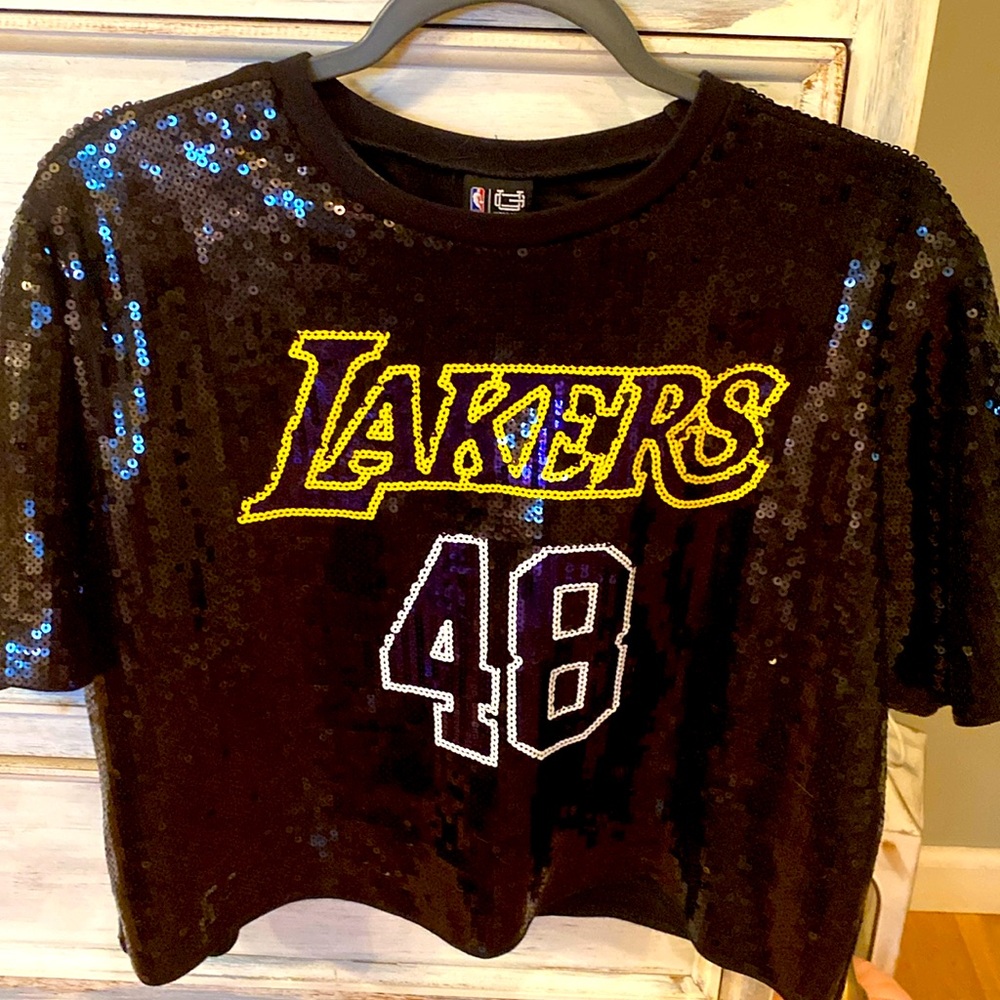 Lakers #48 Sequin crop top shirt NBA